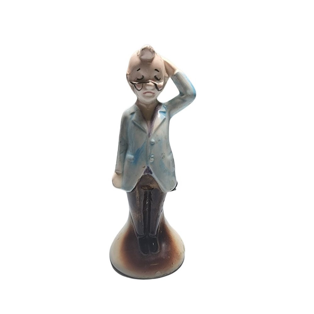 VTG Enesco Old Man Salt Pepper Shaker For Old Times Sake Japan Glasses Bald Head